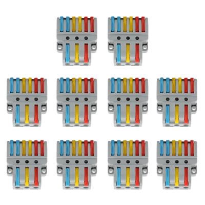 10 piezas de abrazadera de bloque de cable, terminal 3?¿en?6?¿Conectores eléctricos de cableado rápido de color fuera LT?633