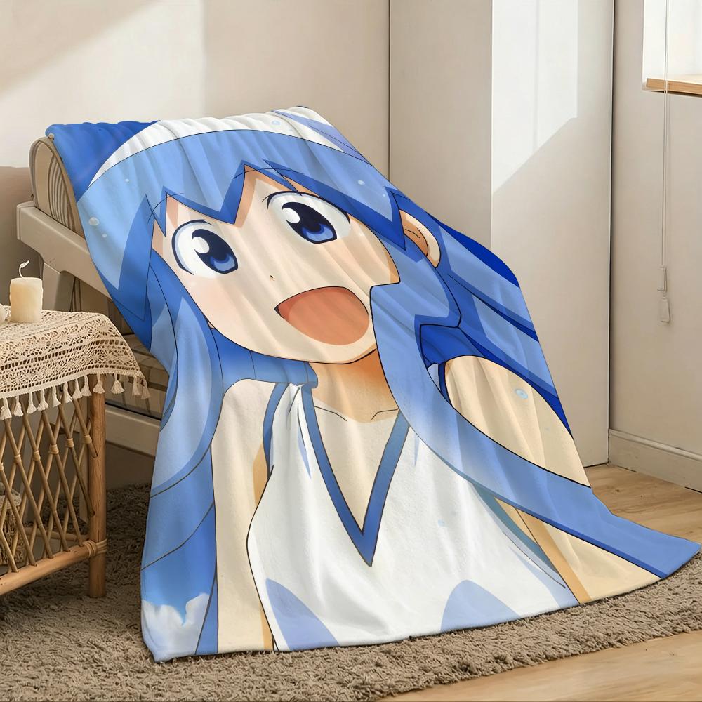 Squid Girl Throw Lightweight 240g Flannel Blanket Soft Skin-friendly for Summer Cooling