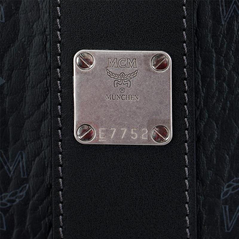 MCM Liz Visetos Top Leather Handle Logo Brass Nameplate Detachable Visetos Classic Pattern Clutch Bag Women Clutch Bag Black MWPGSLR02BK001