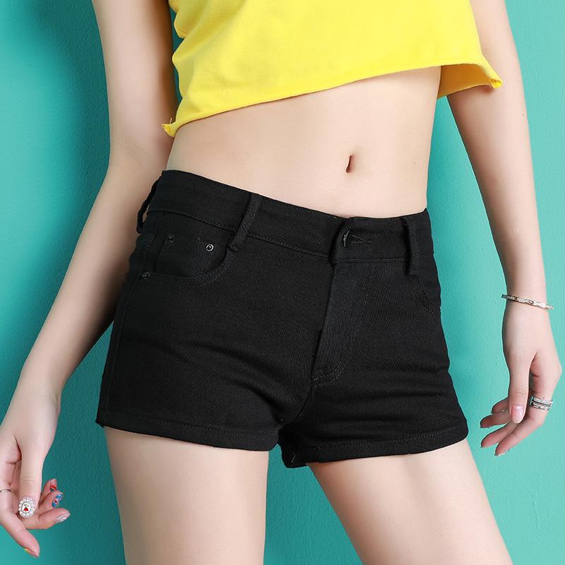 Women s Low Rise Denim Shorts Straight Leg Slim Fit Sexy Clubwear Hot Pants 25 чёрный