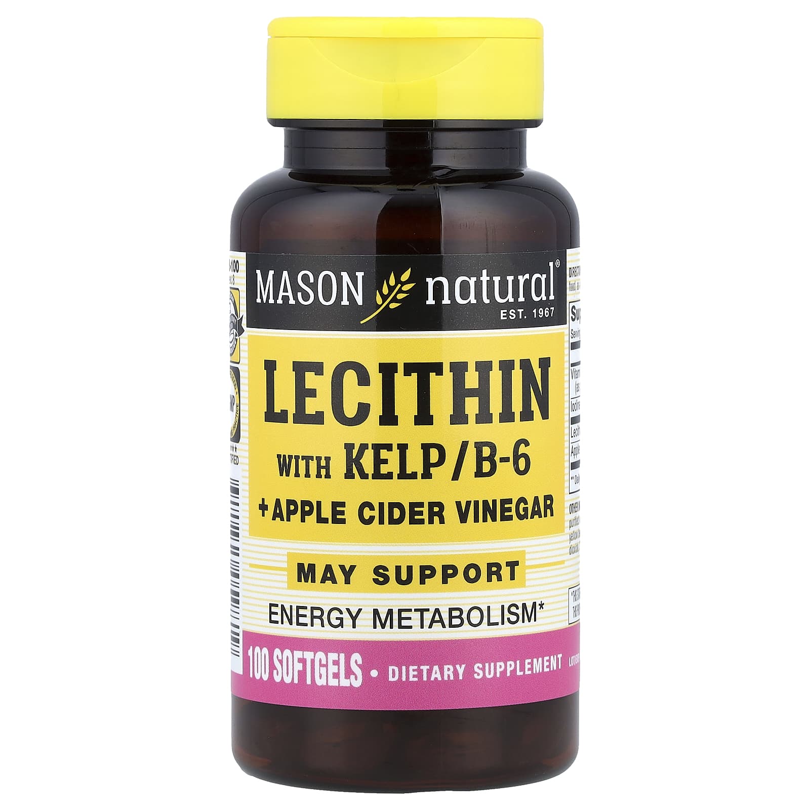 

Lecithin with Seaweed/B-6 + Apple Cider Vinegar, 100 Softgels