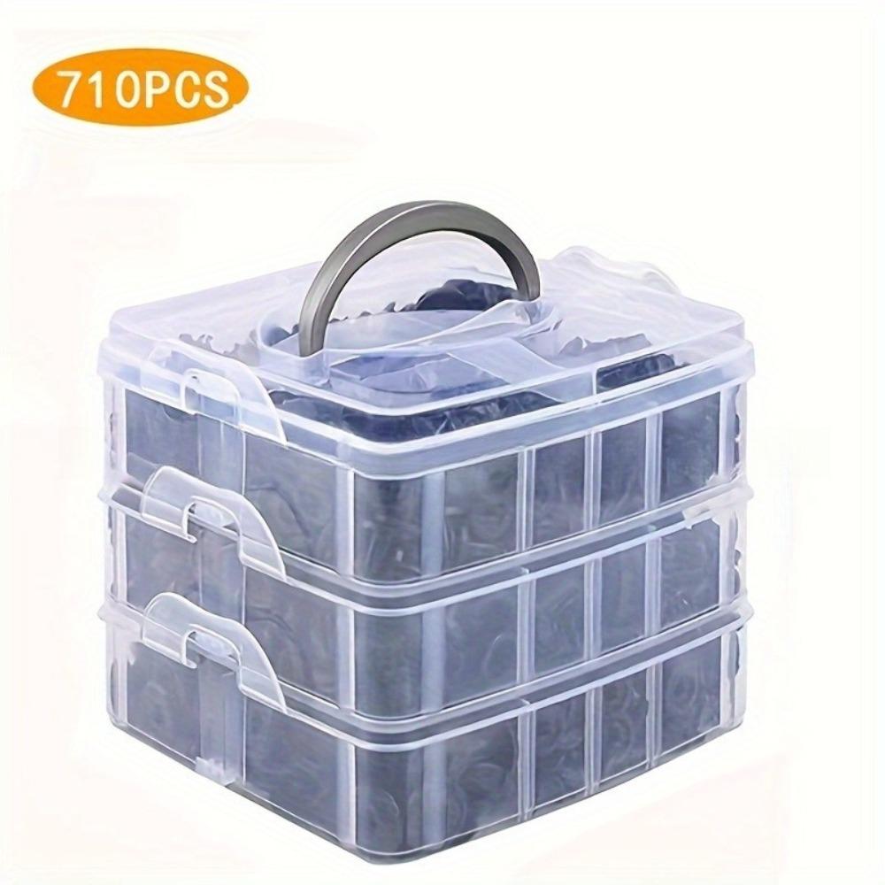 710 ks Krabicová sada autozapínadel - Univerzální plastové nýty, klipy do auta a držáky nárazníků pro opravu a upevnění vozidla