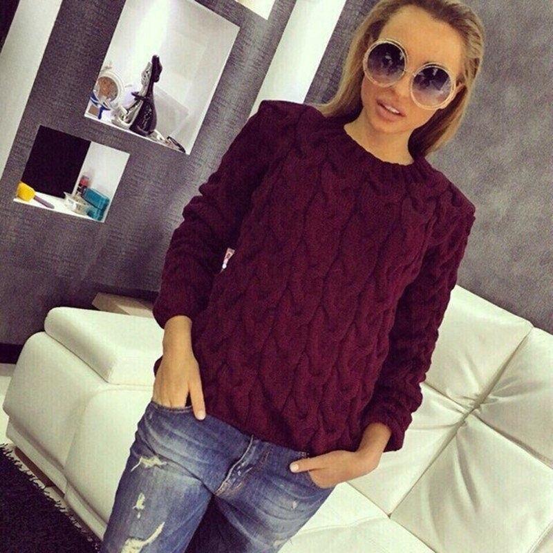 Φθινόπωρο Άνοιξη Χρώμα Καραμέλας Πλεκτό με Στριφτάρια Γυναικείο Φθινόπωρο Χειμώνας Μακρυμάνικο Μπλούζα Πουλόβερ με Στρογγυλή Λαιμόκοψη Γυναικείο Καθημερινό Πλεκτό Ζακέτα Κυρία