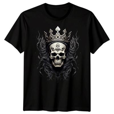 Dark Fantasy Skull Art Crown Mens T-Shirt Gothic Style Tee