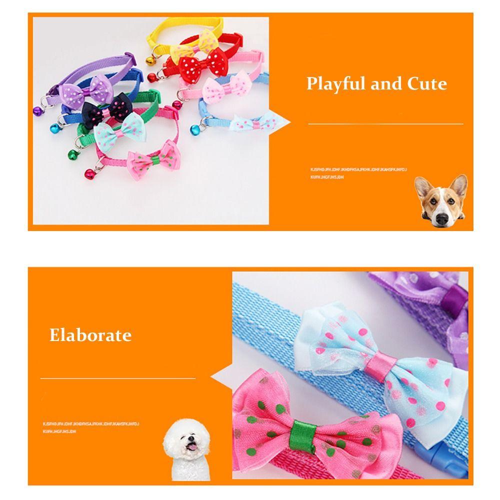 Nastavitelný obojek pro kočku se zvonkem Nezbytný doplněk pro mazlíčka Módní obojek s mašlí pro malou kočku psa