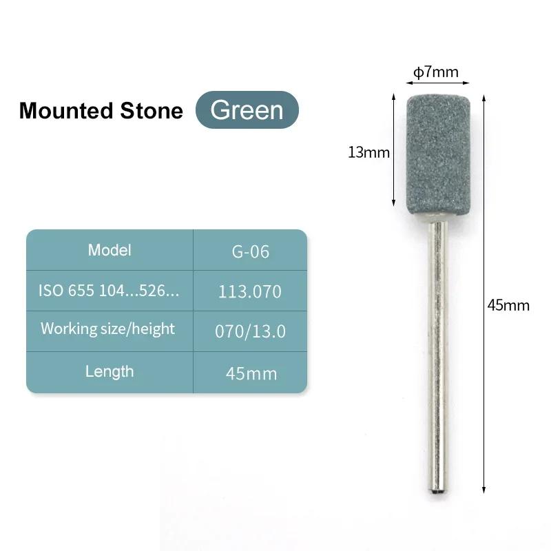 10Pcs Mounted Stones Grinders 2.35Mm Contours Geramic Green Stones Grind Polisher Green Hp Polishing Stone Drills