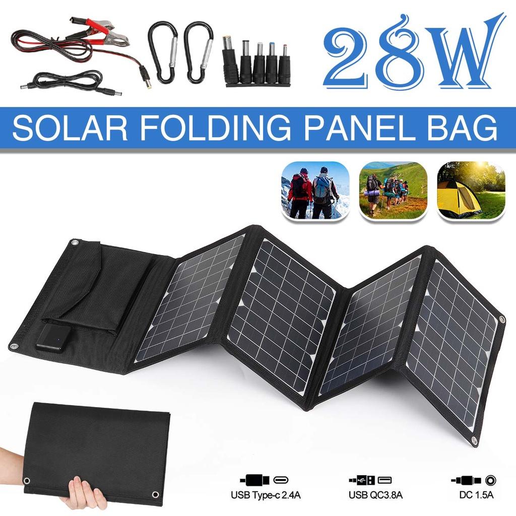 28W 5V Outdoor Foldable Solar Panels Cell USB Portable Solar Smartphone Battery Charger for Tourism Camping Hiking