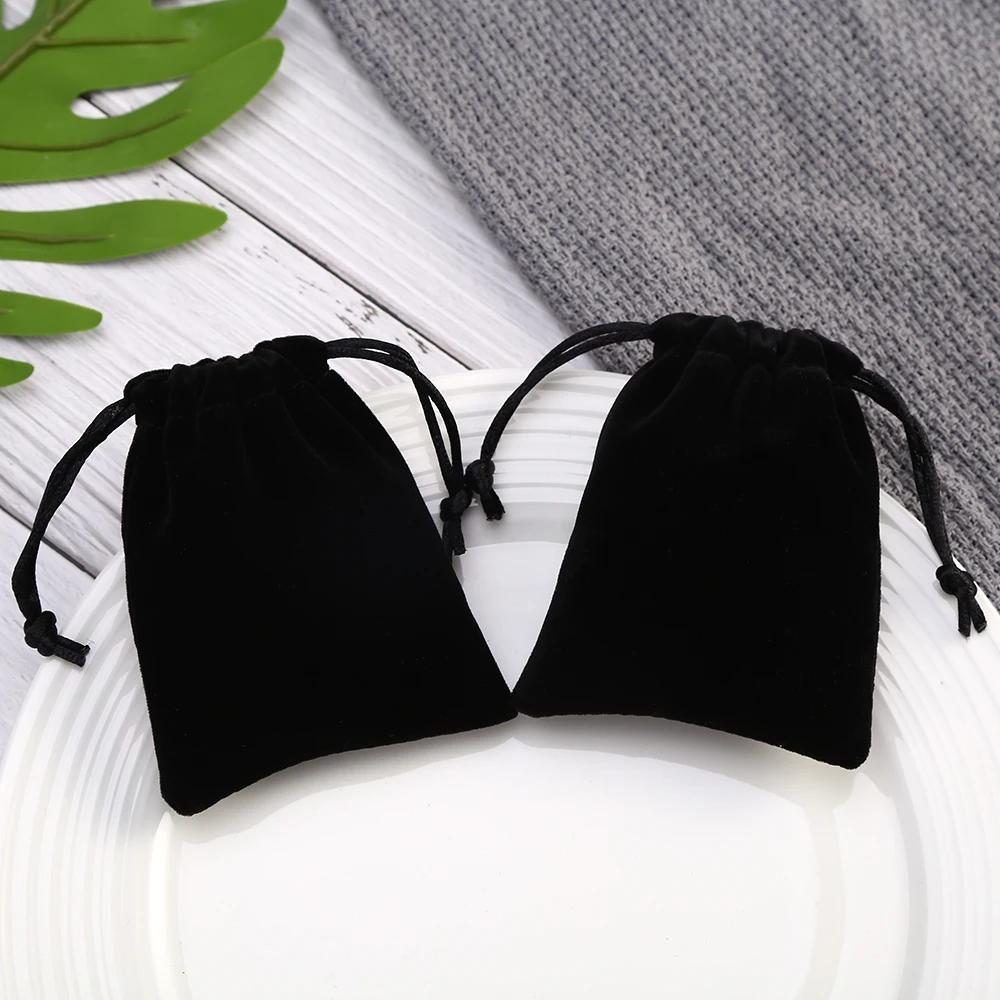 Small Black Velvet Bags 7x9 9x12cm Charms Earrings Jewelry Packaging Bags Wedding Drawstring Velvet Pouches Gift Bag