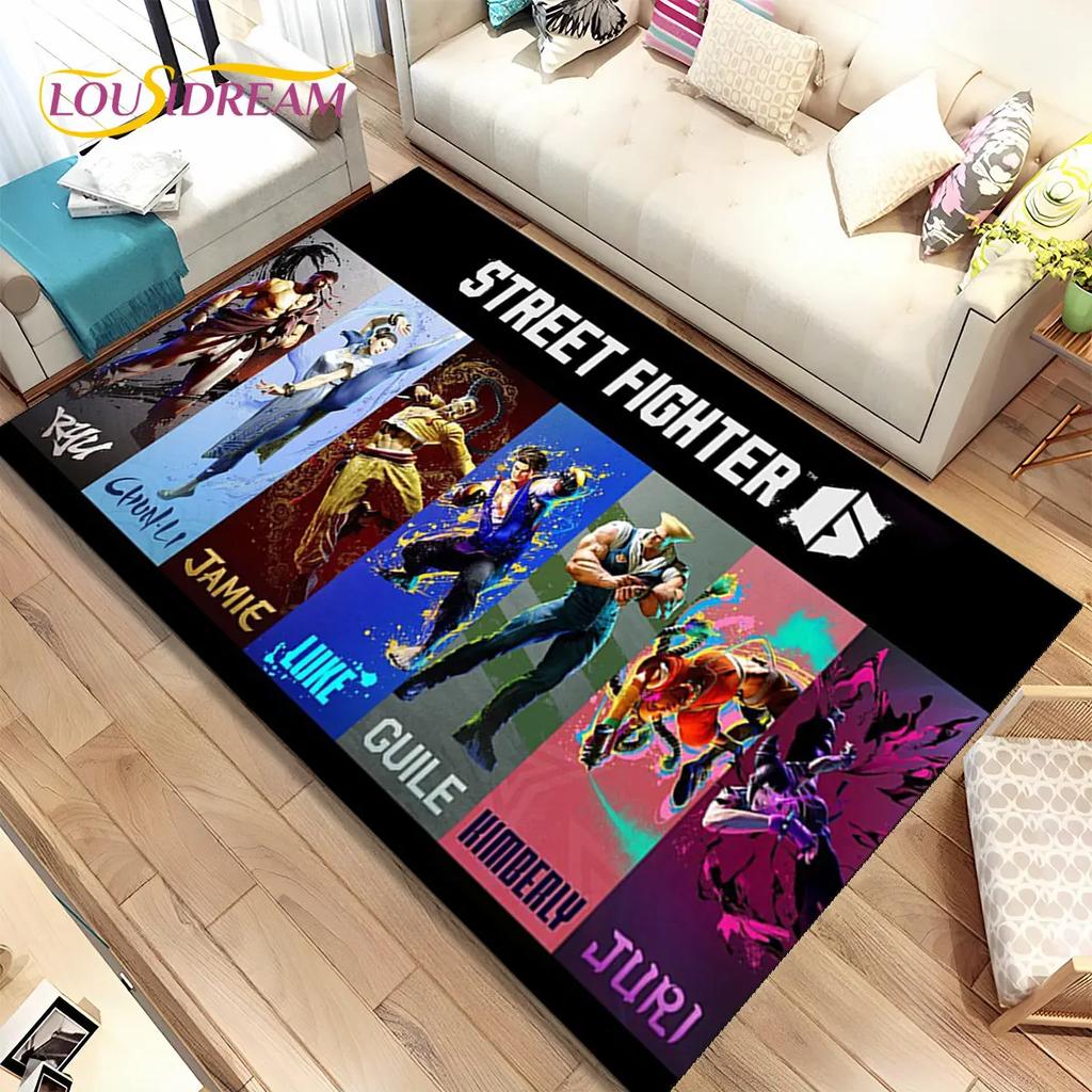 Street Fighter Retro Game Gamer Area Rug,Carpet Rug for Living Room Bedroom Sofa Doormat Decoration, Kid Play Non-slip Floor Mat