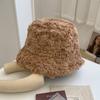 Fluffy Warm Beige Winter Hat For Women Sweet Korean Style Ear Bucket Protection