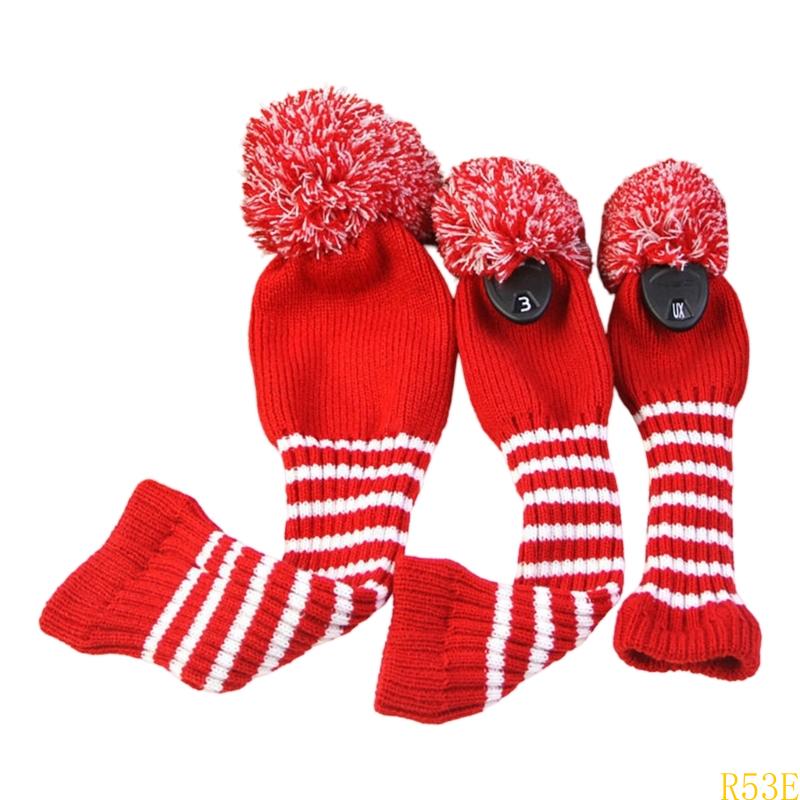 3pcs Golf Club Head Cover Knitted Styles Headcover Leisure Styles Golf Cover for Driver Protection and Longevity