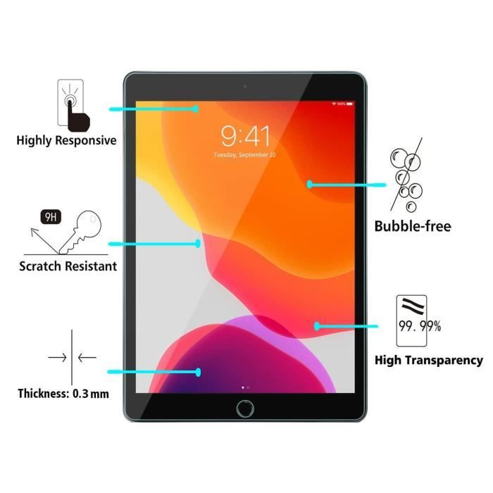 Hülle + 2 Panzergläser - Phonillico - iPad 9/8/7 - Stoßfest - Transparentes Silikon - 10,2 Zoll