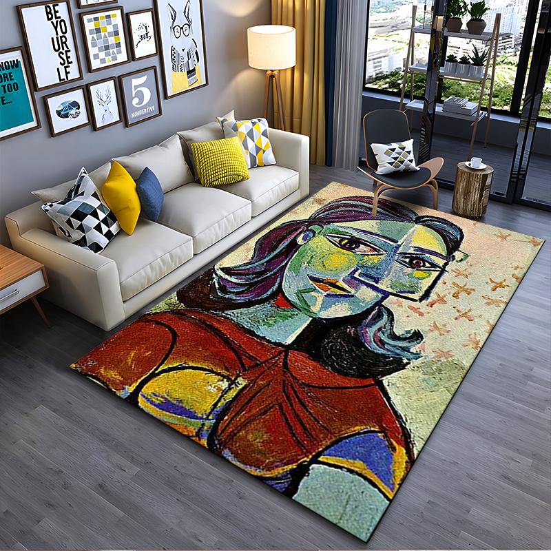 Colorful Abstract Portrait Rug Design Non-slip rug suitable for living room and bedroom sofas.