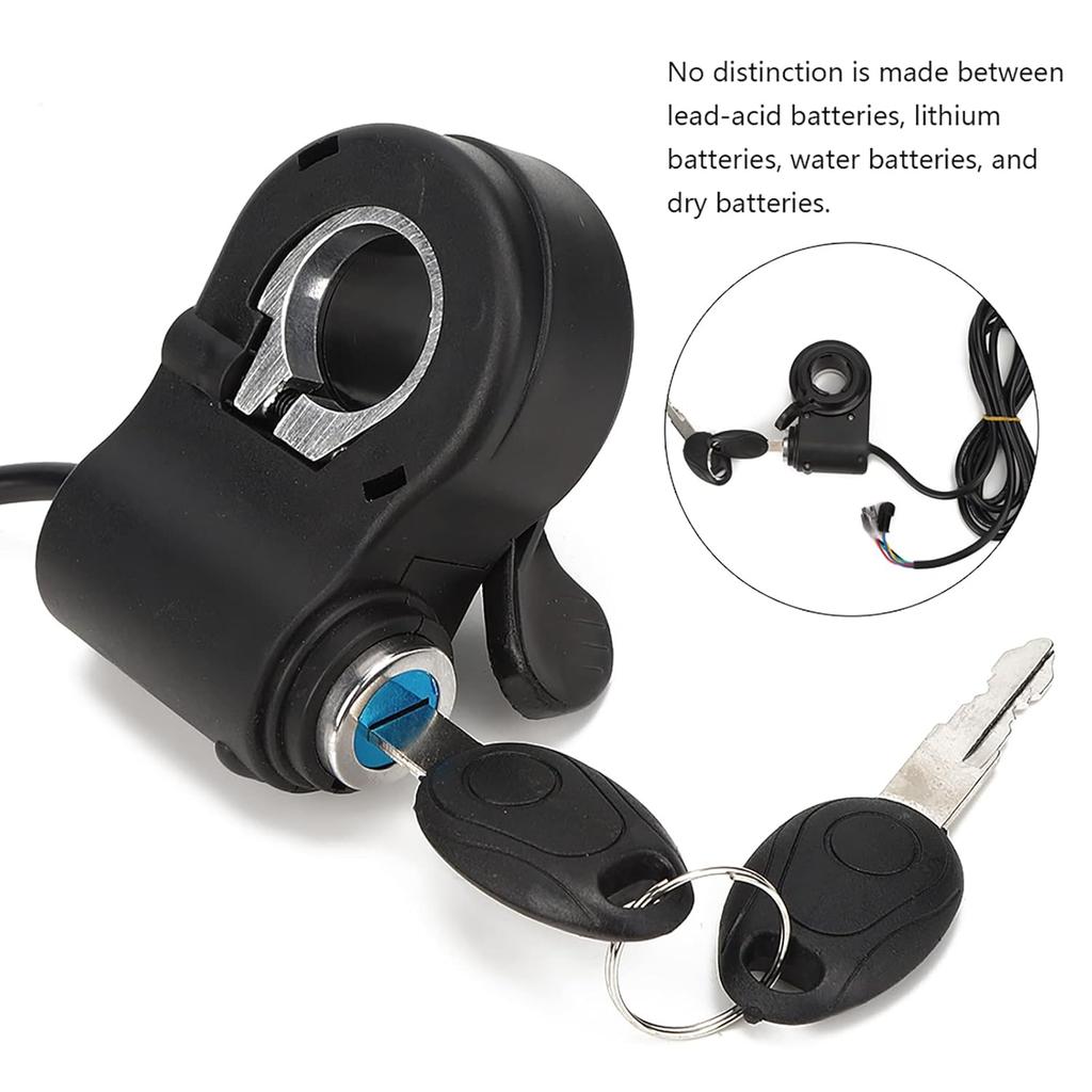 Keenso Motorcycle Handlebar Switch, Thumb Lock Electric Scooters Throttle Grip Accessory Black