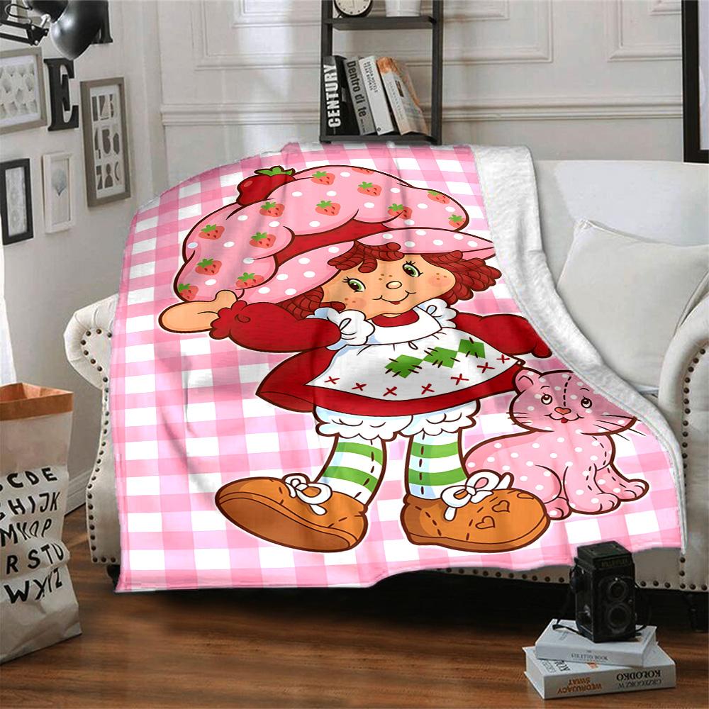 1pc Princess Strawberry3 Blanket, Gift, for Men and Women, Soft Blanket, Good for Sofa Bed Couch Travel, Lightweight Flannel Blanket