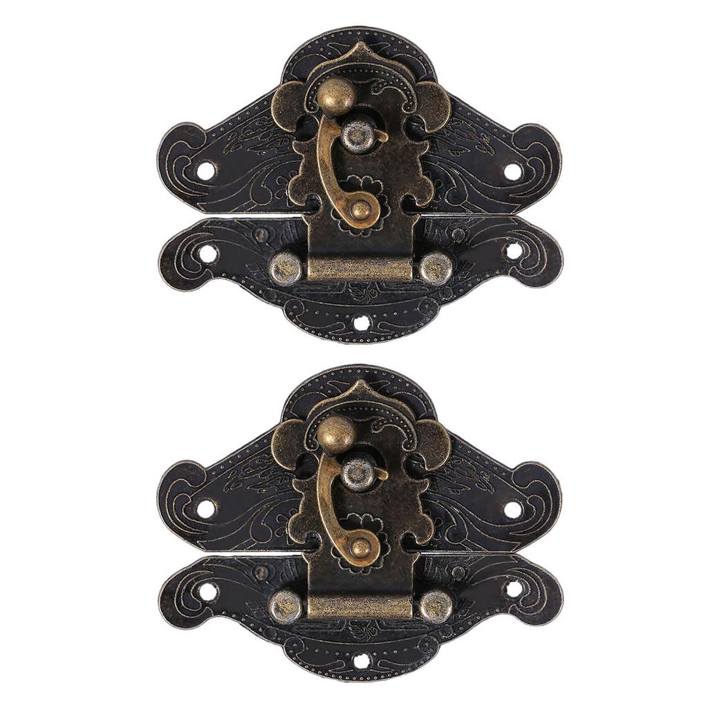 2PCS Vintage Buckle Latch Zinc Alloy Jewelry Box Latch Hasp Furniture Latch Hardware for Jewelry Case Chest Suitcase