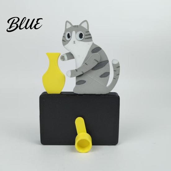 Kitchen Magnet Decor Cat Pushing Vase Refrigerator Magnet 3D Printed Whiskers Holder Whisker