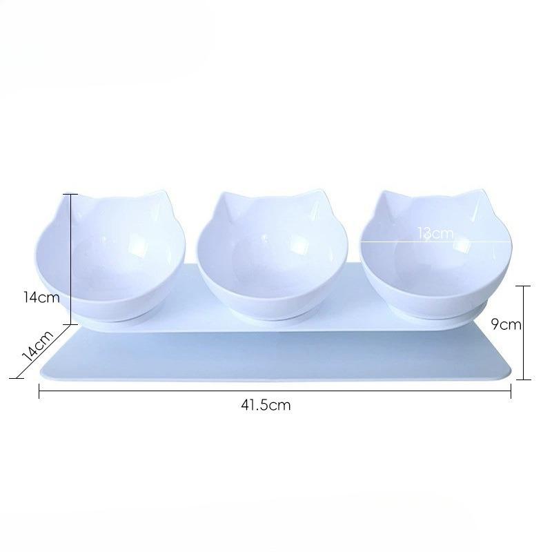 Three Pet Bowls: A High-legged Bowl for Protecting The Cervical Vertebrae of Cats and Dogs, A Tilted Anti-tipping Pet Food Bowl