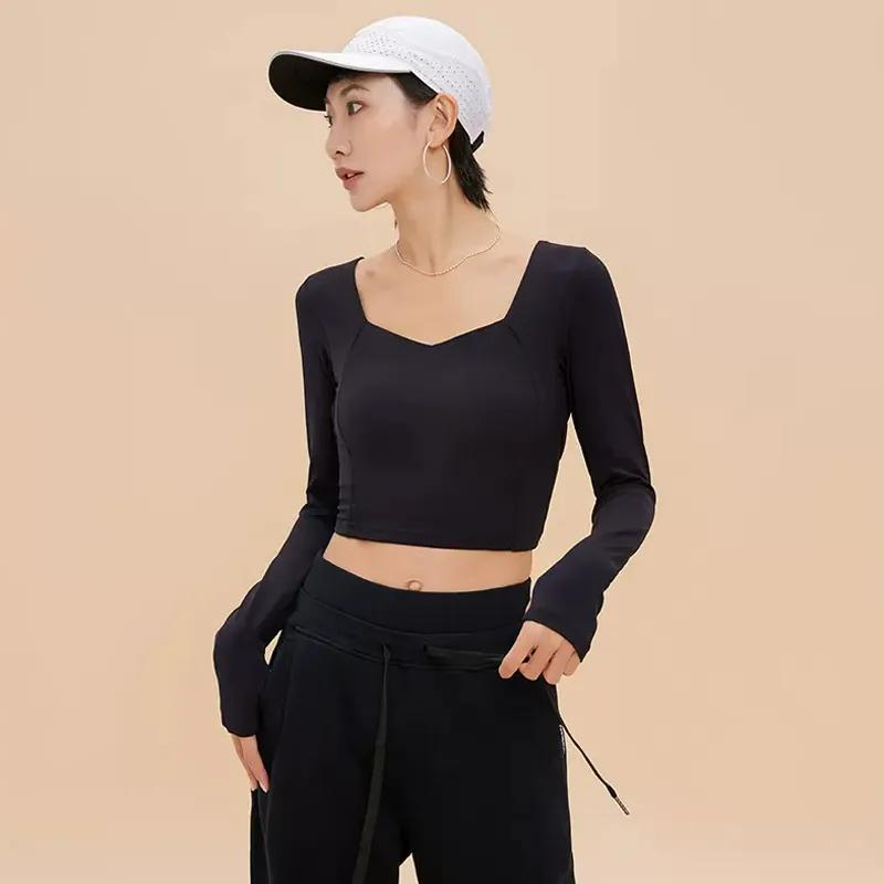 

Women s Sweetheart Neck Long Sleeve Crop Top S