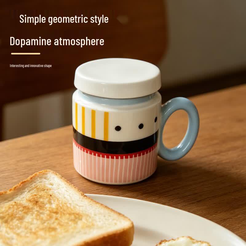 Huaqingge 410ml European Ceramic Mug with Lid