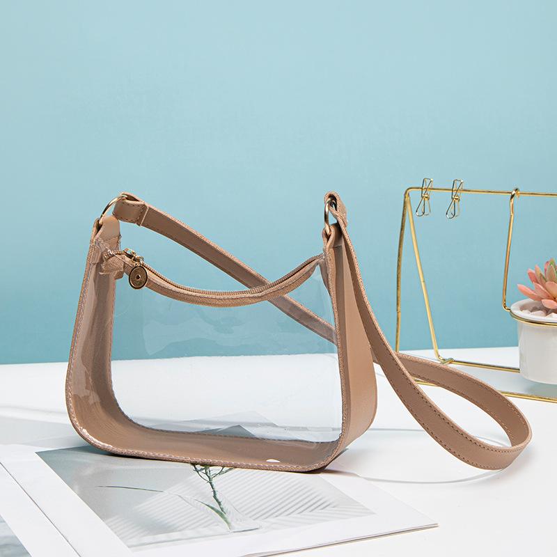 New trendy armpit bag, fashionable transparent bag, shoulder bag, portable women's bag, simple small bag.