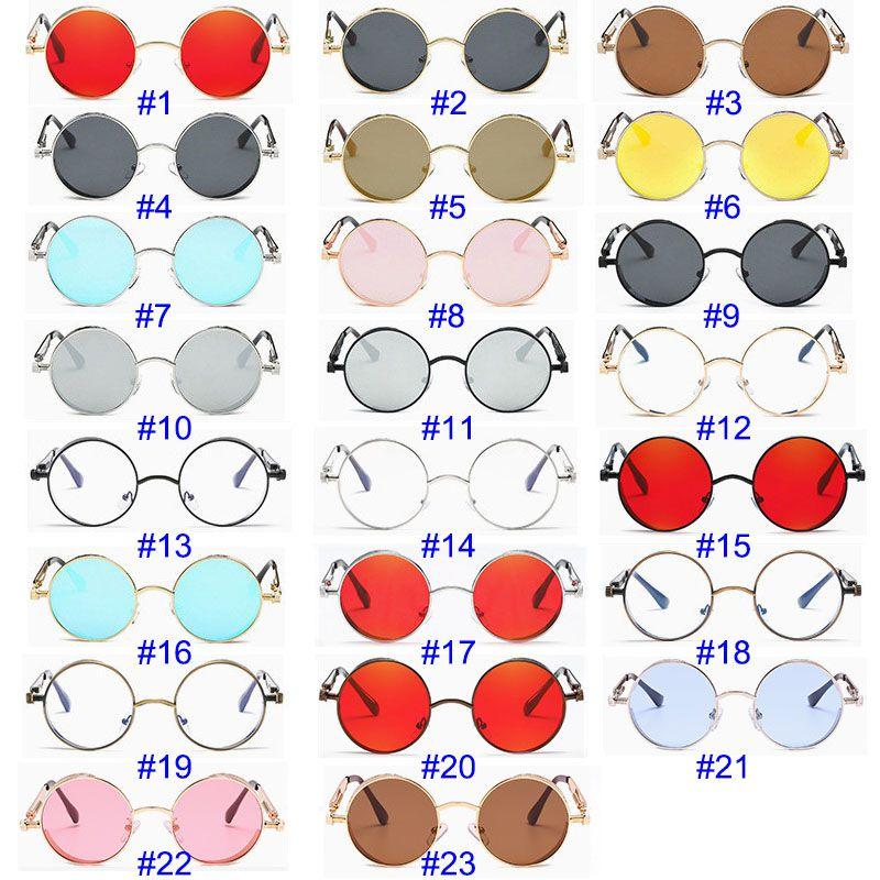 Vintage Steampunk Round Sunglasses With Reflective Mirrored Lenses And Metal Frame