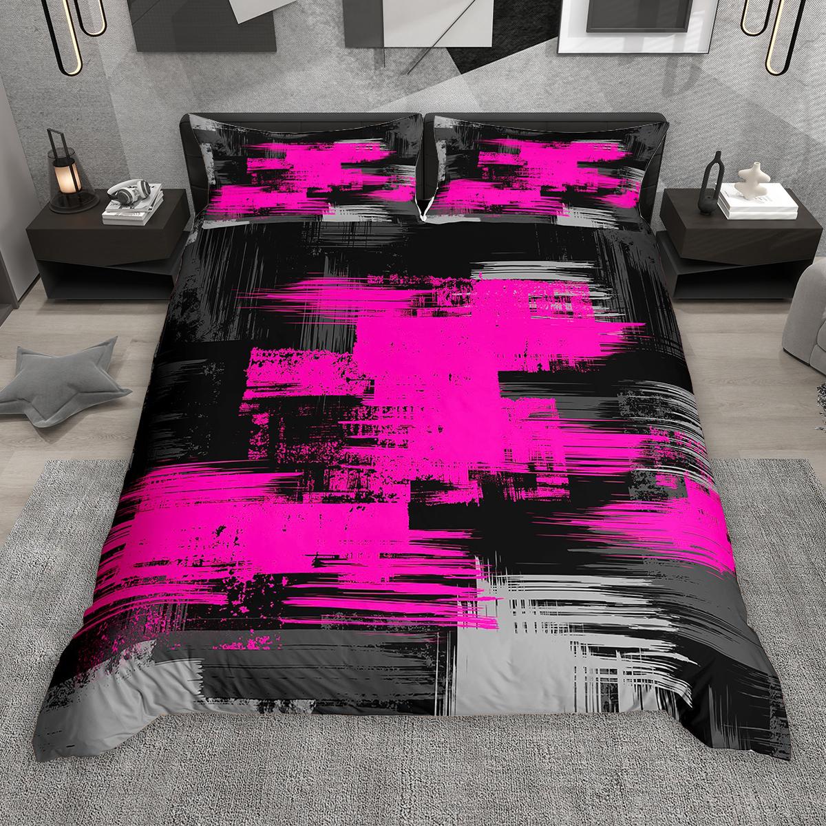 

Comforter Homewish Black Pink Red Purple Ombre 2Pcs/3Pcs Brush Strokes Bedding Set Watercolor Graffiti Bed Set Comforter (quilt)-EU Single(135*200cm)3pcs