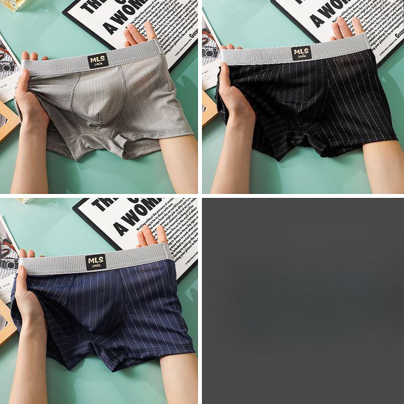 3pcs Summer Mesh Men's Ice Silk Underwear Breathable Quick Drying Men's Flat Underwear Solid Color Square Underwear Boxer Brief