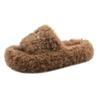 Cross fluffy slippers women wear autumn 2025 new versatile popular ins thick-bottomed cotton drag lazy slippers women