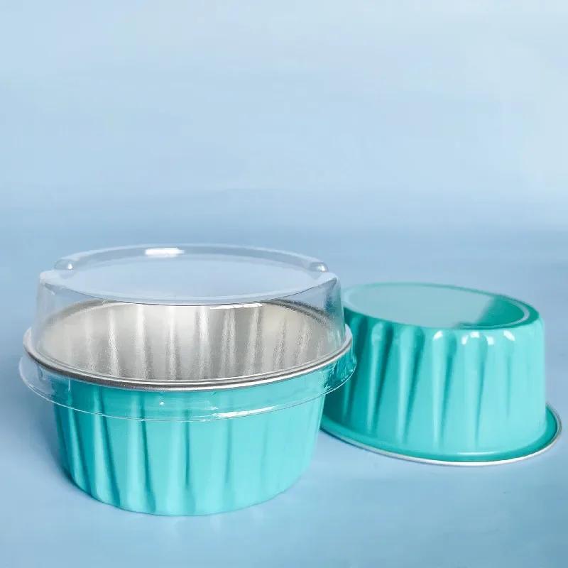 50Pcs Foil Ramekins Cupcake Baking Cups Holders Cases With Lid,Aluminum Foil Cupcake Liners,Muffin Liners Cups With Lid