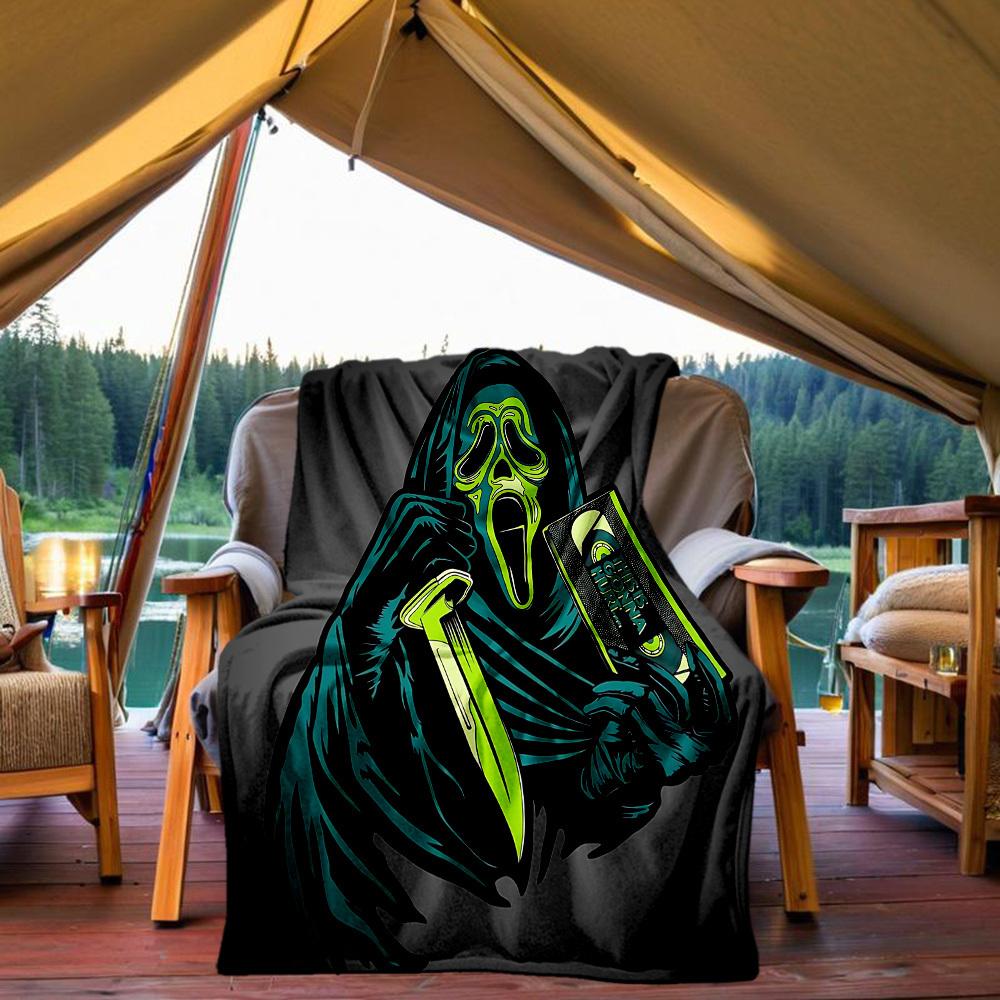 1pc Scream Outdoor Blanket Lightweight Flannel, Soft & Warm, All Season Use for Sofa, Outdoor, Camping, Living Room, Office, Chair