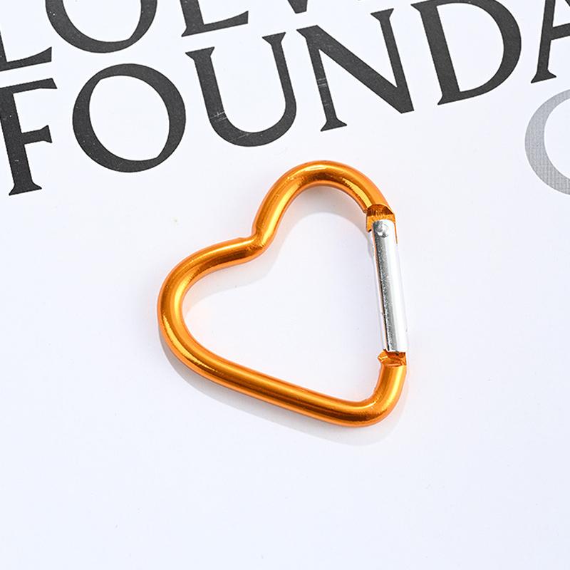 Heart-Shaped Aluminum Carabiner Key Chain Clip Outdoor Keyring Hook Water Bottle Hanging Buckle Travel Kit Accessories