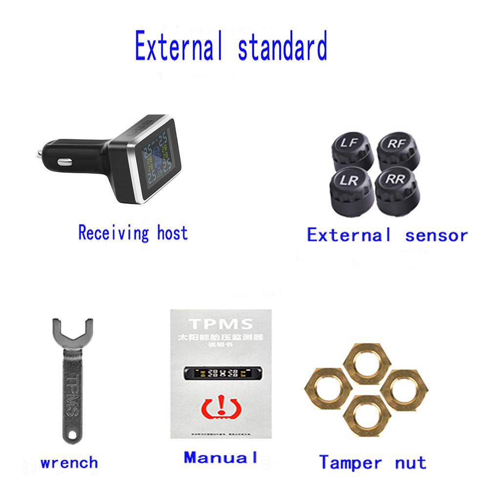 

Датчик Tpms автомобиля Система контроля давления в шинах ЖК-сигнализация Прикуриватель USB-порт Автоматические системы охранной сигнализации давления в шинах New Style TPMS