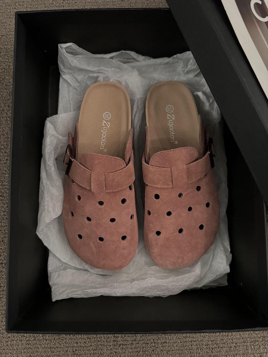 

Thick-soled toe half slippers Women wear new hole shoes in summer, retro Boken flip-flops, versatile one-legged sandals 40