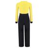 Boys Color Block Latin Dance Jumpsuit Figure Skating Performance Costume V Neck Long Sleeve Full Body Leotard