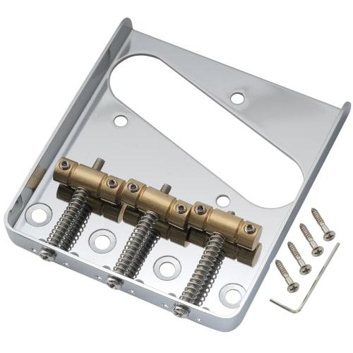 Musiclily Pro 10.8mm Vintage-Style Telecaster Bridge with Brass 3-Way Saddles for Squier and Imported Telecaster Electric Guitars, Chrome