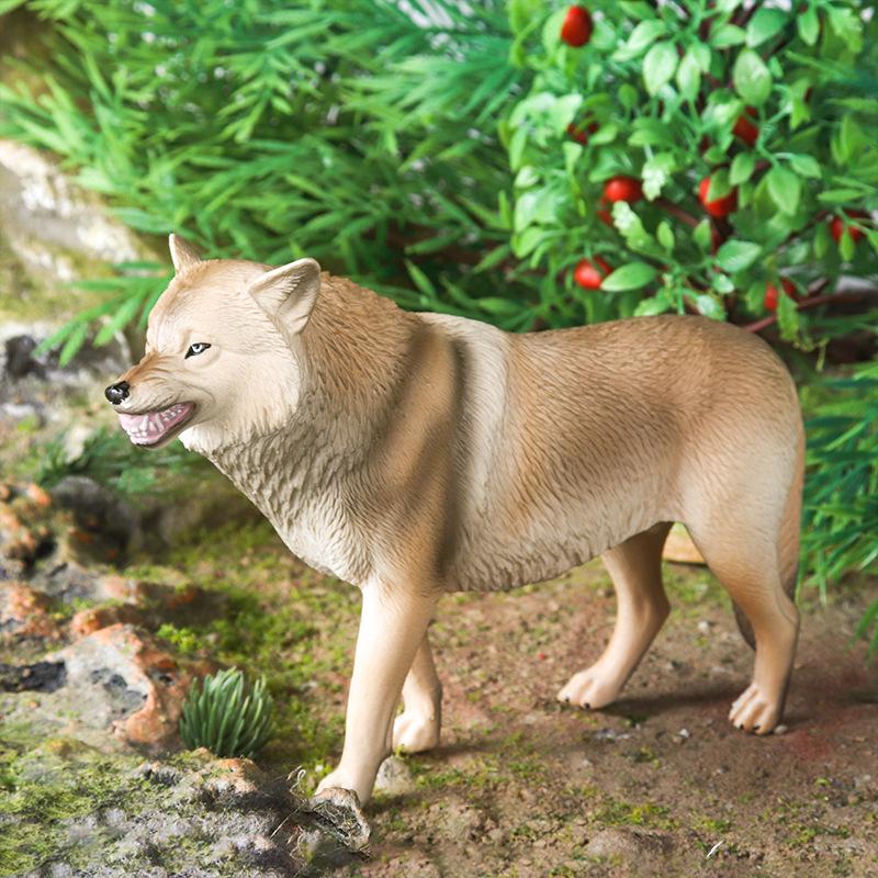 Large Solid Tibetan Gray Wolf Model - Children's Cognitive Toy Ornament