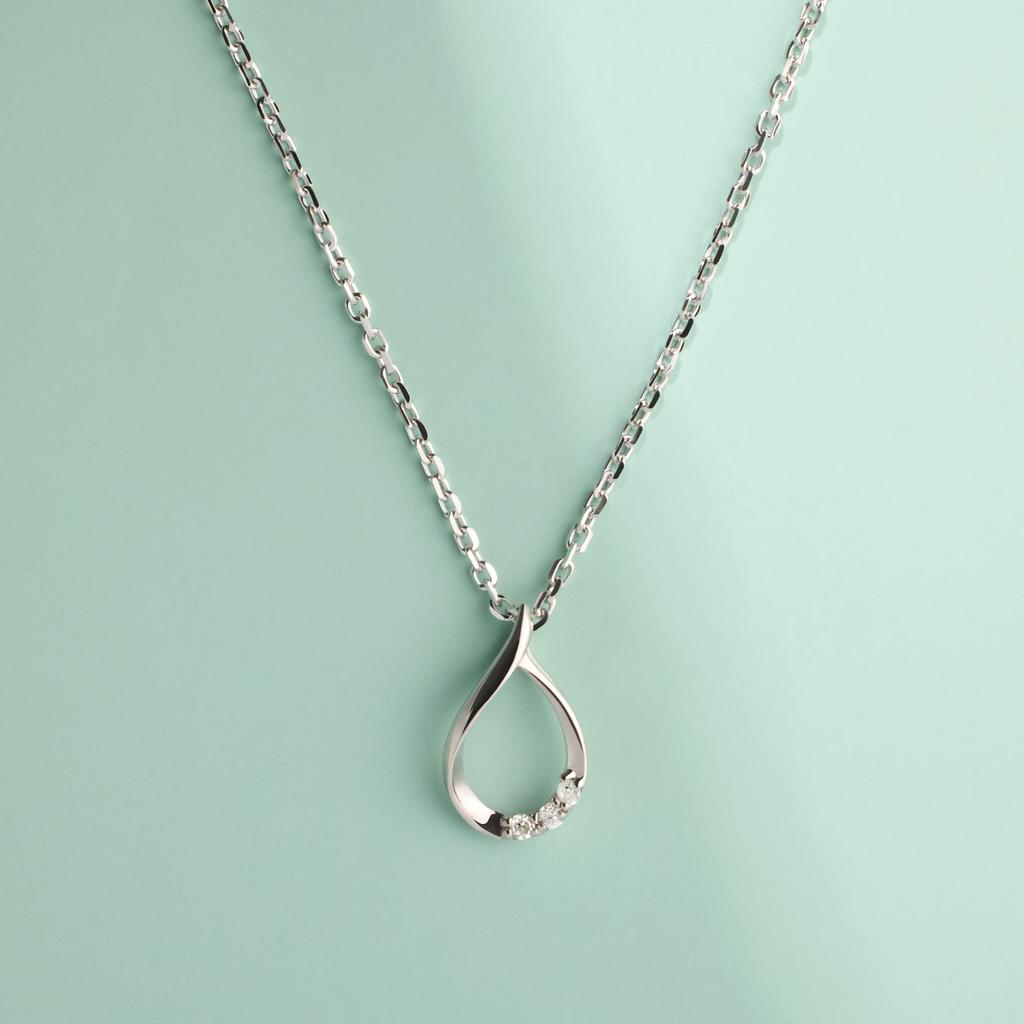 Náhrdelník s diamanty ve tvaru slzy, zlatý, stříbrný, 925, vyrobeno v Japonsku, dárková krabička, součástí balení, svatební doplněk, John Luke [JOHNLUKE] pro ženy