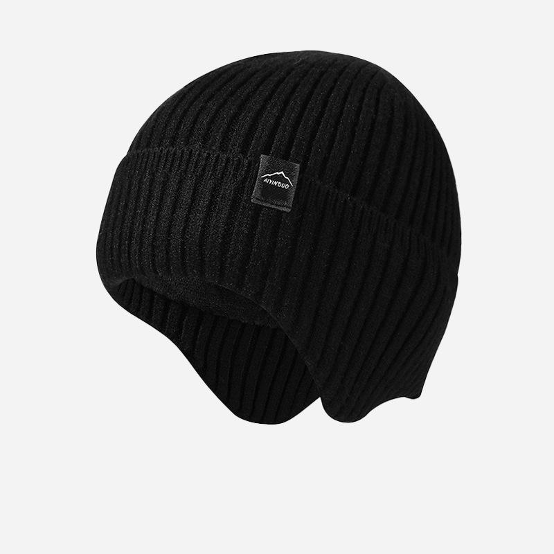 Autumn Winter Knitted Hat Velvet Thick Warm Outdoor Windproof Cold Ear Protection Wool Hat