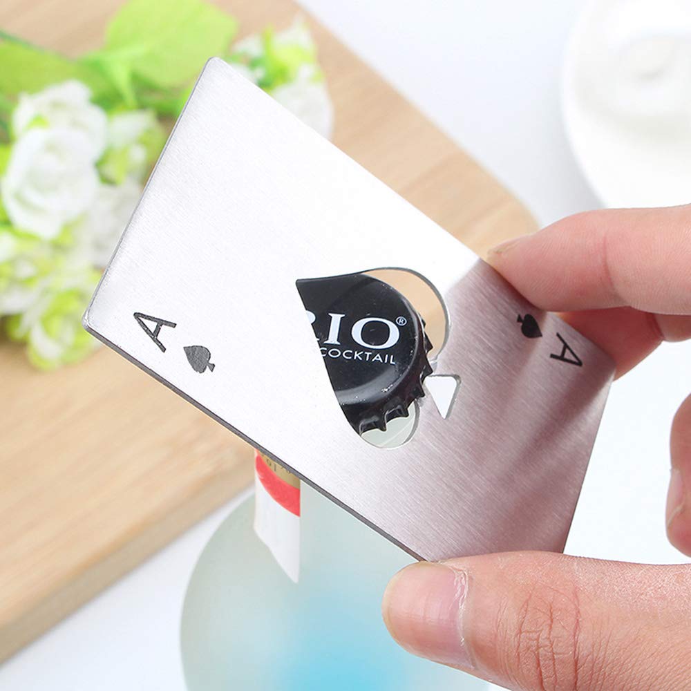 1Pcs Creative Poker Shaped Bottle Can Opener Stainless Steel Credit Card Size Bar Restaurant Beer Metal Opening Tool Gift