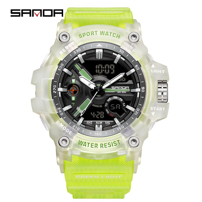SANDA 3179 Digital Men Watch 50M Waterproof Watch Dual Display Quartz Sports Watch for Men Luminous Relogio Masculino