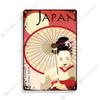 Metal Poster Japanese Ukiyo-e Retro Wall Art Vintage Home Bar Cafe Decor
