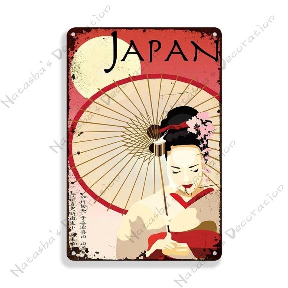 Metal Poster Japanese Ukiyo-e Retro Wall Art Vintage Home Bar Cafe Decor