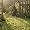 Ground Stake with Butterfly or Rabbit Design Garden Decorations Stake Rust-Resistant Iron Yard Artware for Lawn Patio