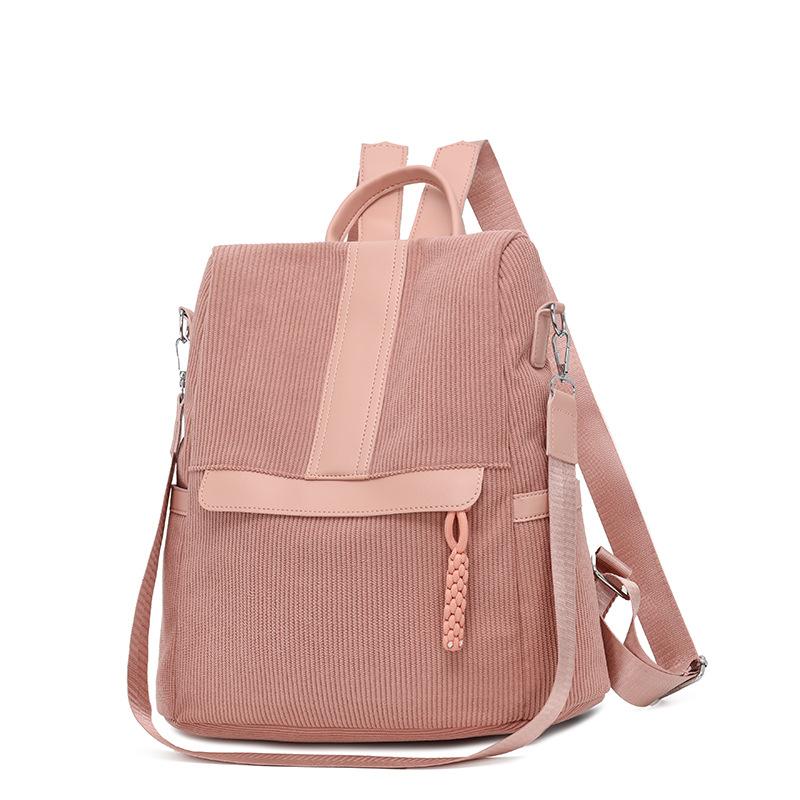 Cordrucksack Damen Einfarbiger Rucksack Studenten Schultasche