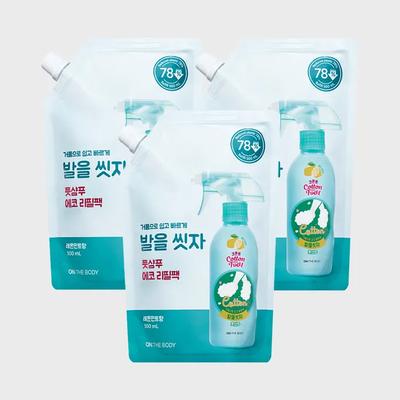 _On the Body Baumwoll Fußwasch Fußshampoo Nachfüllpackung Zitrone 500ml X 3