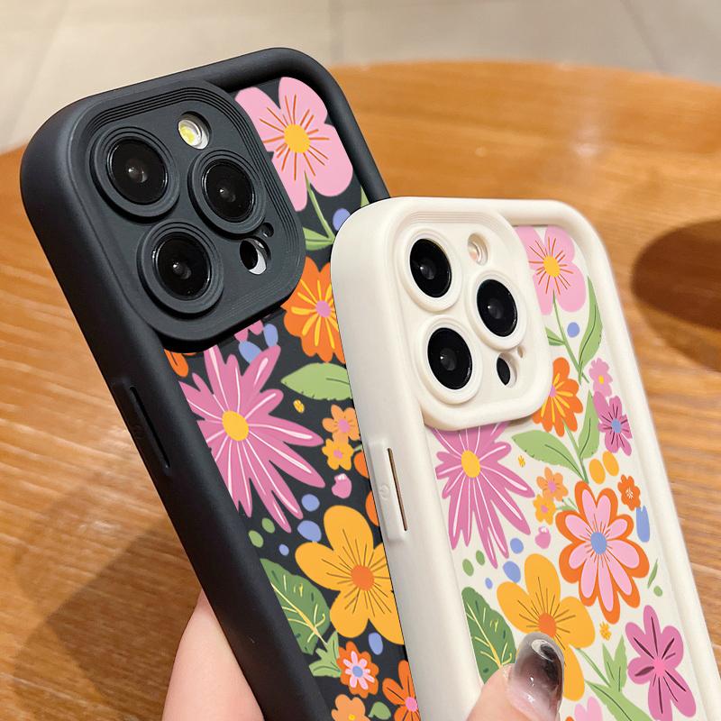 Pink Flowers Print TPU Case For iPhone 17 16e 15 16 Pro Max 14 16 Plus For iPhone Air 13 12 Pro Max 11 Soft Silicone Phone Cover