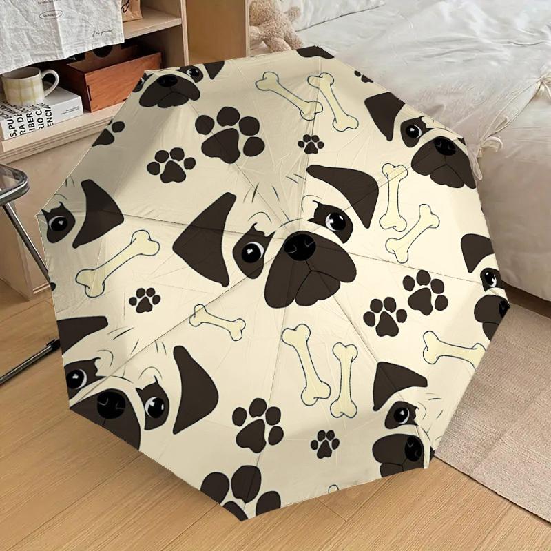 1PC Pug Bone Umbrella-8-Rib Reinforced Portable Folding Travel Suitable for All Seasons Outdoor Daily Use  -J0344