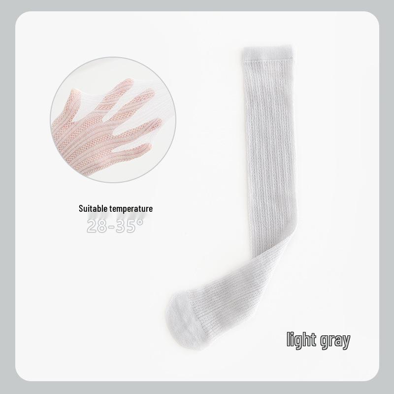 

Новые ультратонкие летние сетчатые гольфы до колена для девочек – хлопок, однотонные, защита от комаров L - No heel, approx. length 45cm светло-серый