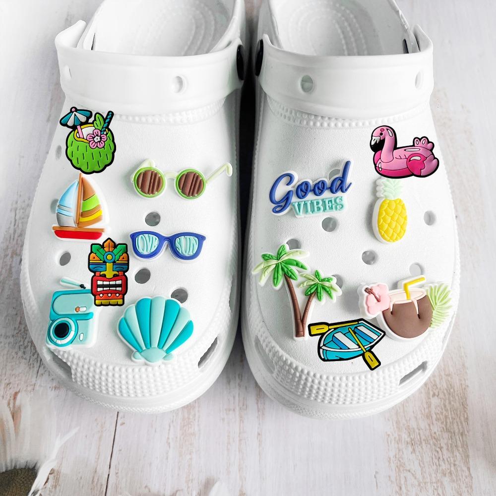 10pcs DIY Detachable Shoe Buckle Accessories Sunshine Beach Creative Street Element Shoe Decorations Summer Decoration Ornaments